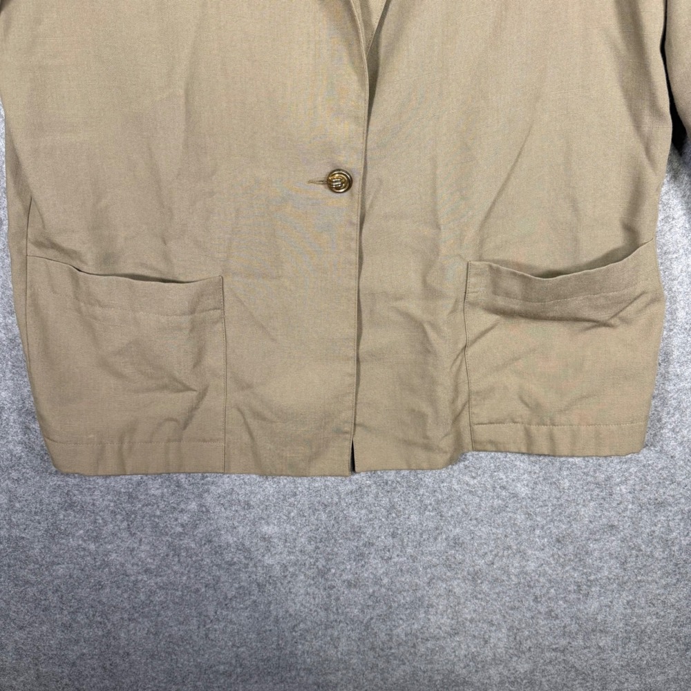 Sag Harbor Blazer Women 16 Tan One Button Notched Lapel Vintage Professional - Picture 8 of 10